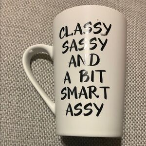 Classy White and Black Ceramic Mug with Handwritten Text